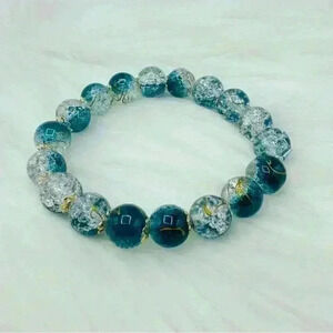 Gradient Blue Ice with Gold specks beaded Bracelet
